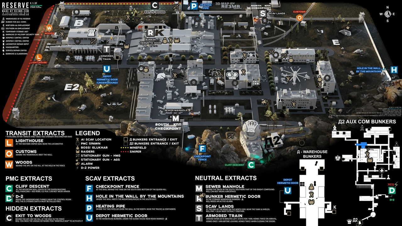 Illustrated overview map of Reserve