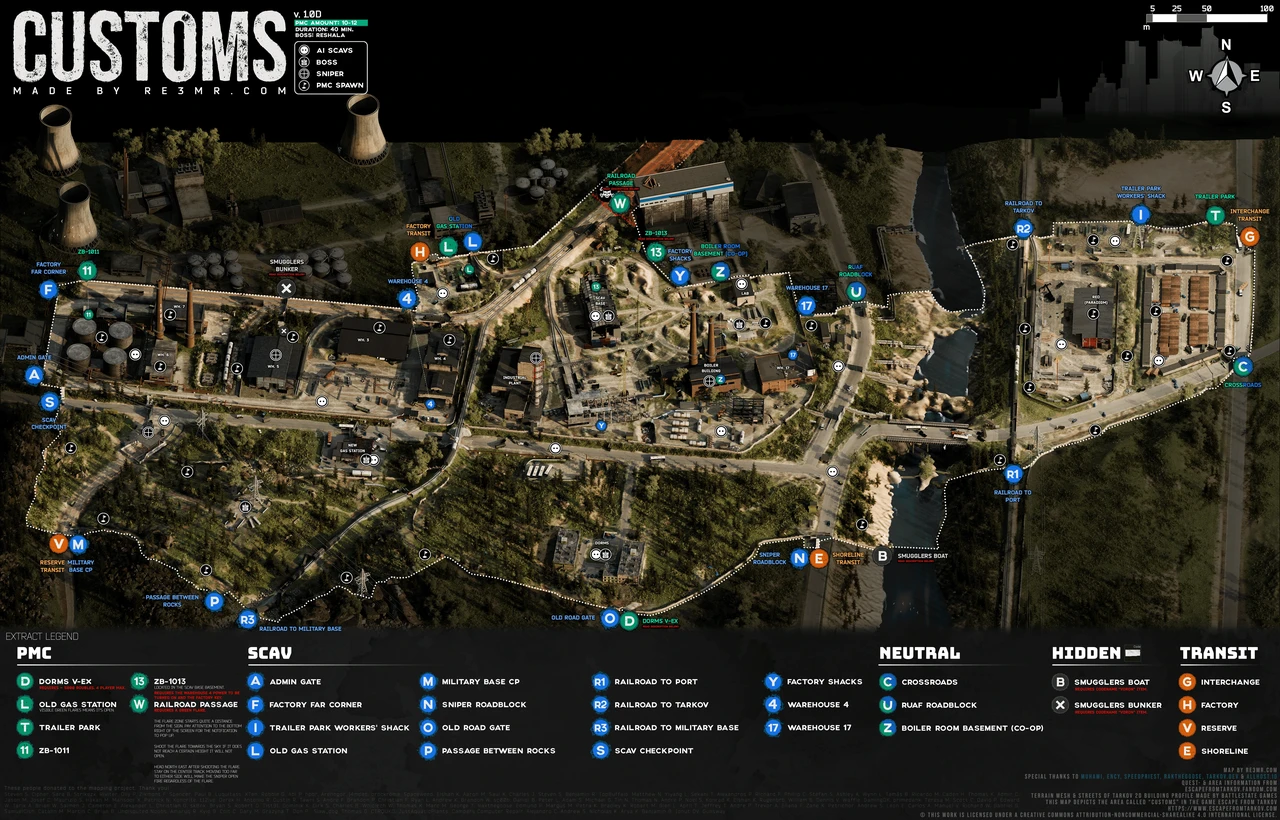 Illustrated overview map of Customs