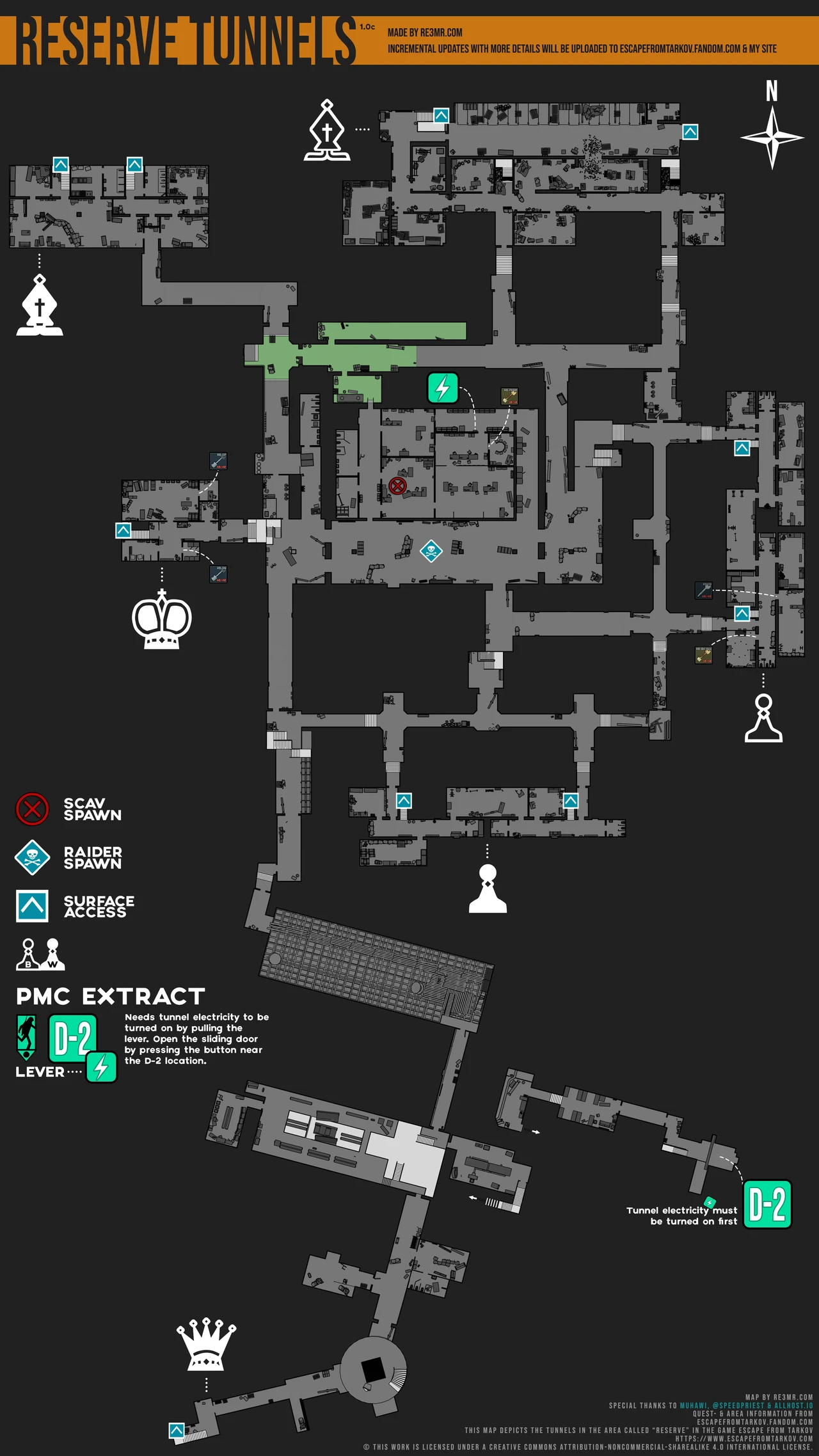 Detailed illustrated map of the Reserve tunnels